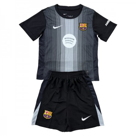 FC Barcelona Bramkarskie Dziecięca Koszulki Piłkarskie 2025-26 Czarny Krótki Rękaw (+ Krótkie spodenki)