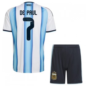 Argentyna De Paul 7 Dziecięca Główna Koszulki Piłkarskie MŚ 2026 Krótki Rękaw (+ Krótkie spodenki)