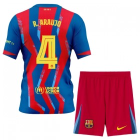 FC Barcelona R. Araujo 4 Dziecięca Czwarty Koszulki Piłkarskie 2025-26 Krótki Rękaw (+ Krótkie spodenki)