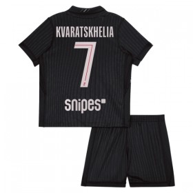 Paris Saint-Germain Kvaratskhelia 7 Jordan Dziecięca Czwarty Koszulki Piłkarskie 2025-26 Krótki Rękaw (+ Krótkie spodenki)