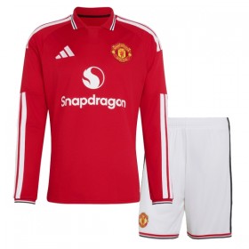 Manchester United Dziecięca Główna Koszulki Piłkarskie 2026-27 Długi Rękaw (+ Krótkie spodenki)